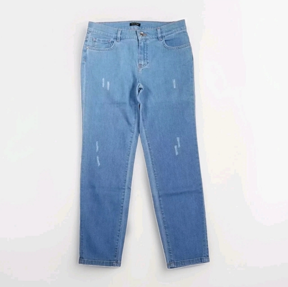 Massimo Dutti Straight Fit Mid Rise Blue Denim Jeans Women's USA Size 4